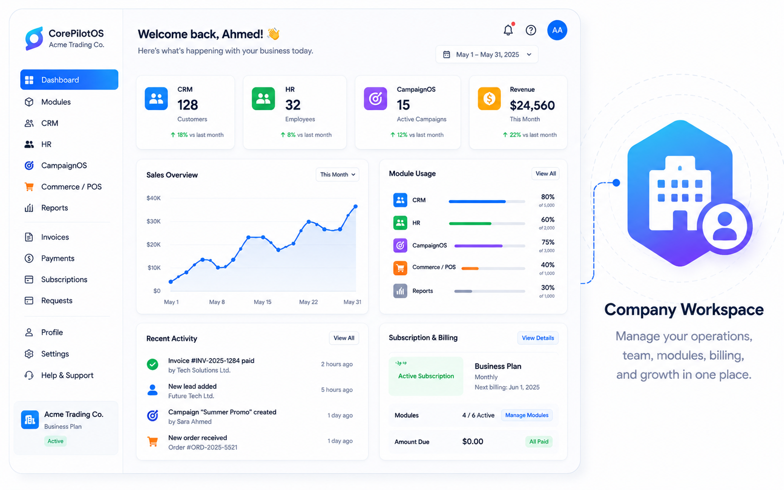 Company workspace preview